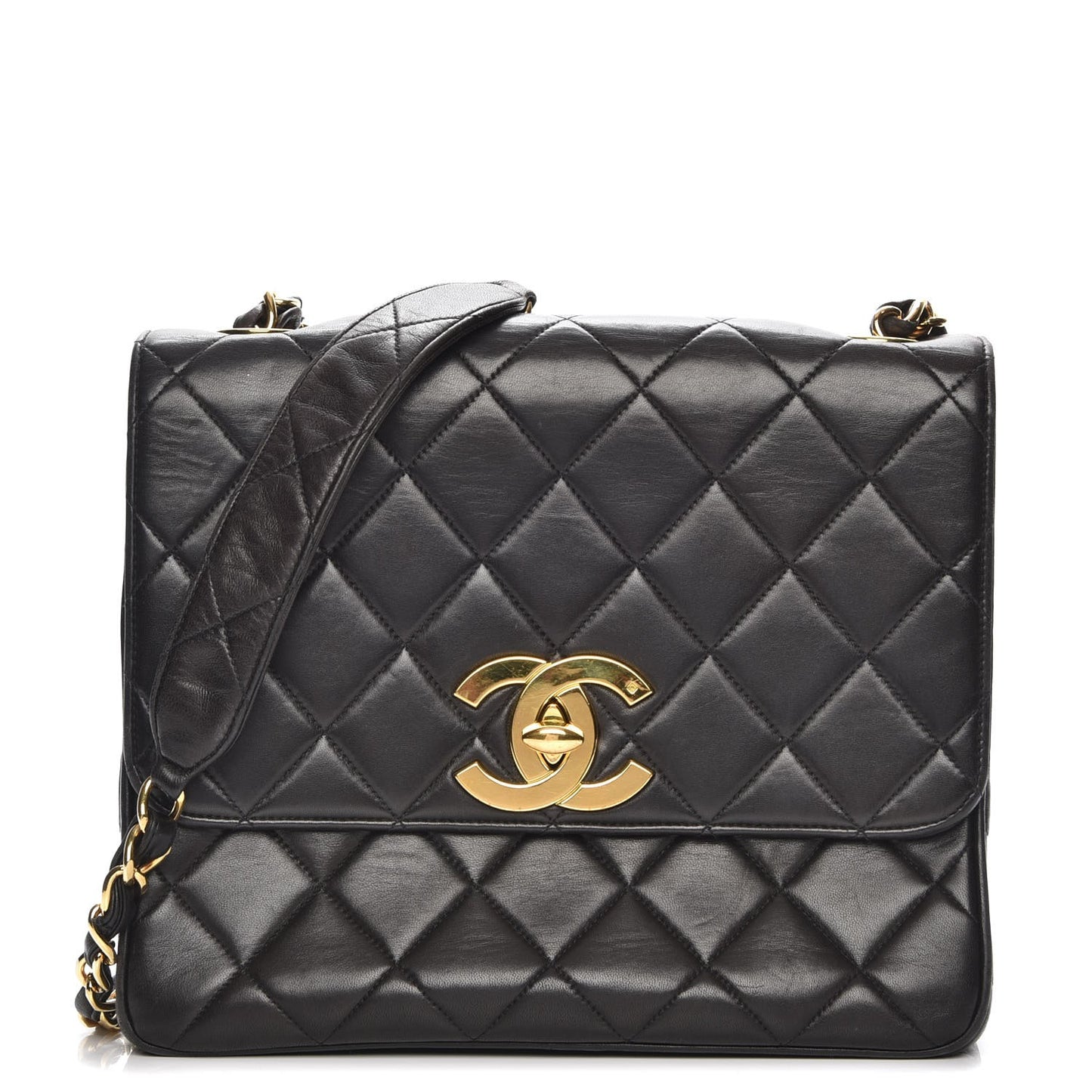 Lambskin Quilted Medium Single Flap Black