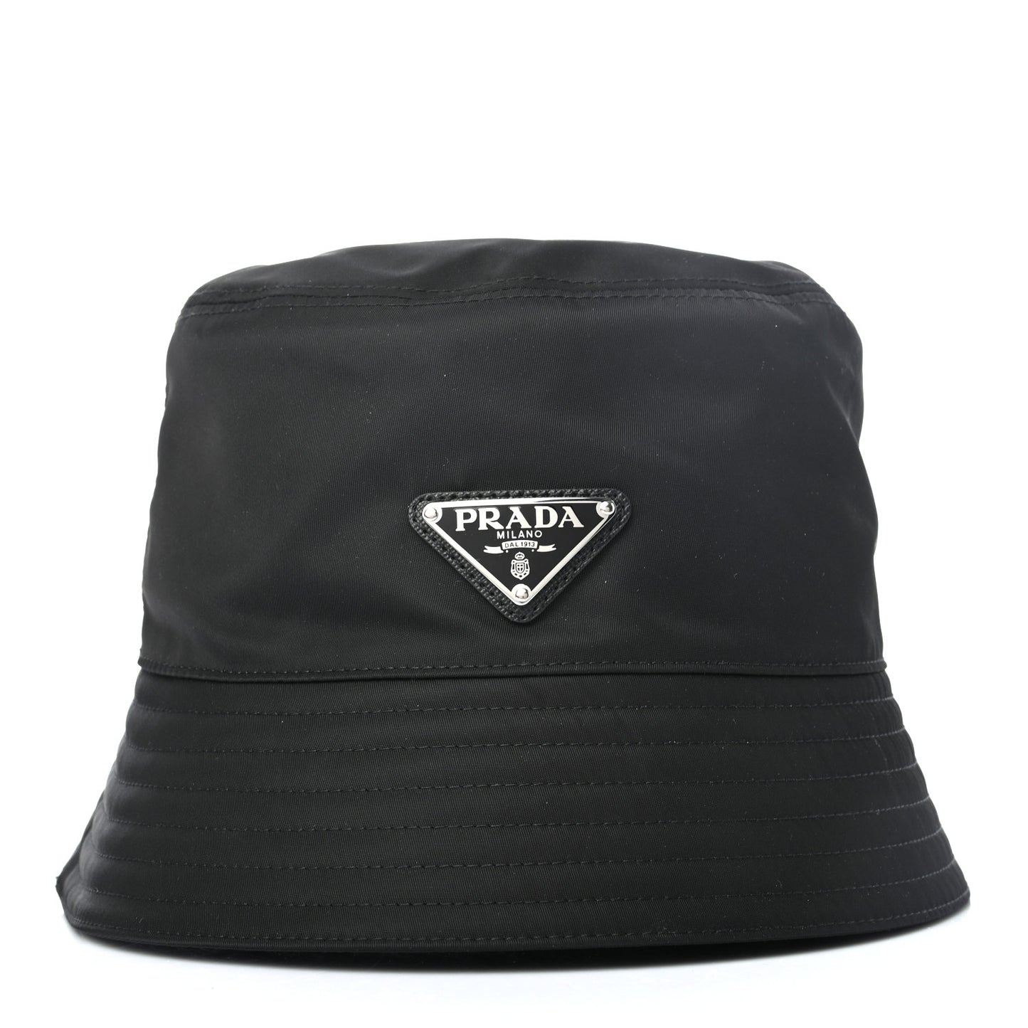 Re-Nylon Metal Triangle Logo Mens Bucket Hat M Black