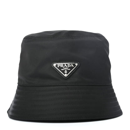 Prada Re-Nylon Metal Triangle Logo Mens Bucket Hat M Black 2 of 7