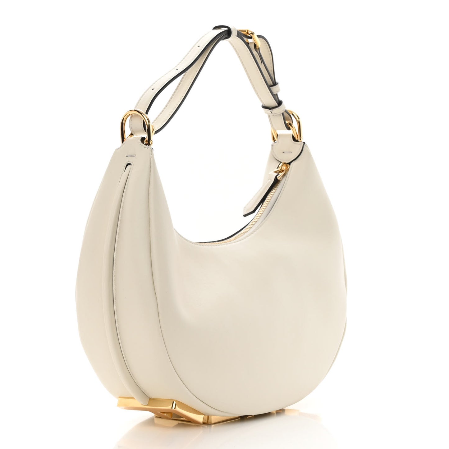 Vitello Grace Matte Small Fendigraphy Hobo Bag White Ice