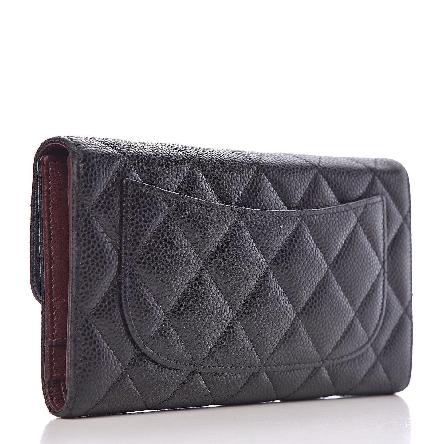 Caviar Quilted Large Flap Wallet Black