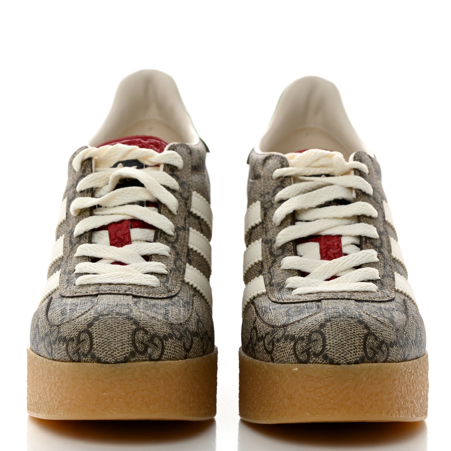 X ADIDAS GG Supreme Monogram Gazelle Wedge Sneakers 36 Beige Ebony Off White New Shamarock