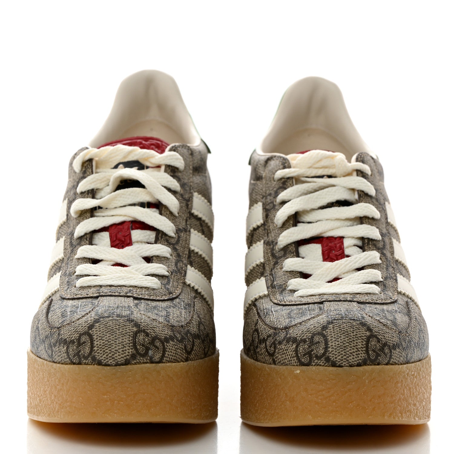 Gucci X ADIDAS GG Supreme Monogram Gazelle Wedge Sneakers 36 Beige Ebony Off White New Shamarock 2 of 8
