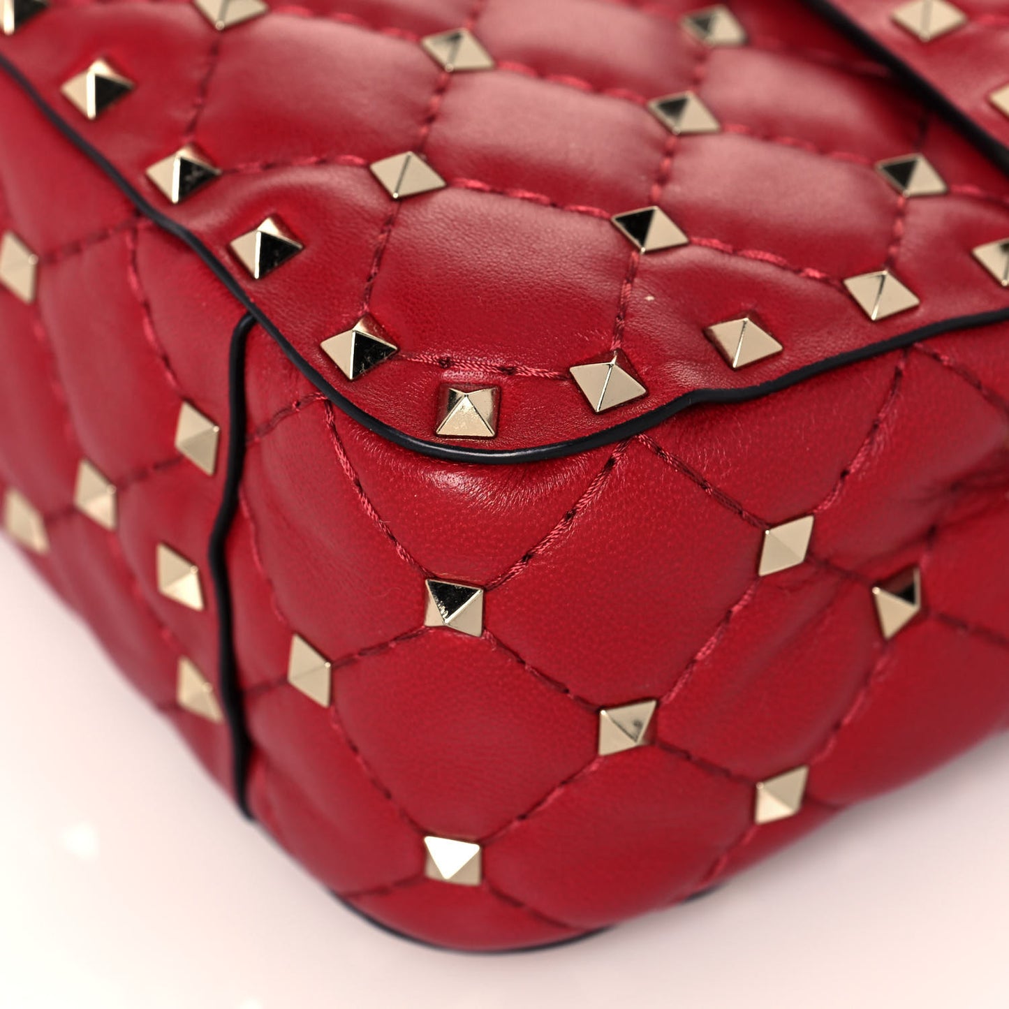 Nappa Medium Rockstud Spike Shoulder Bag Rosso Valentino