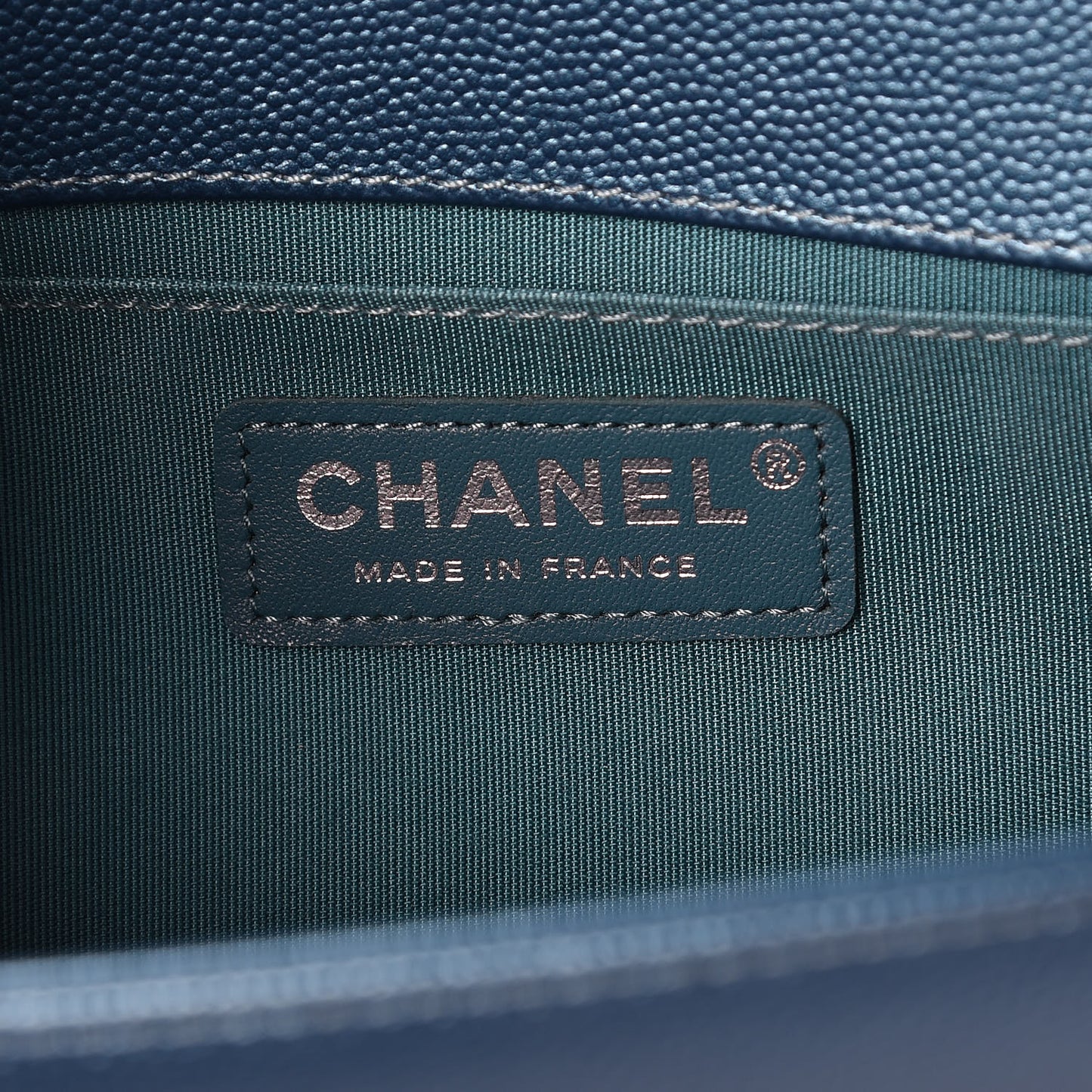 Metallic Caviar Quilted Medium Boy Flap Turquoise