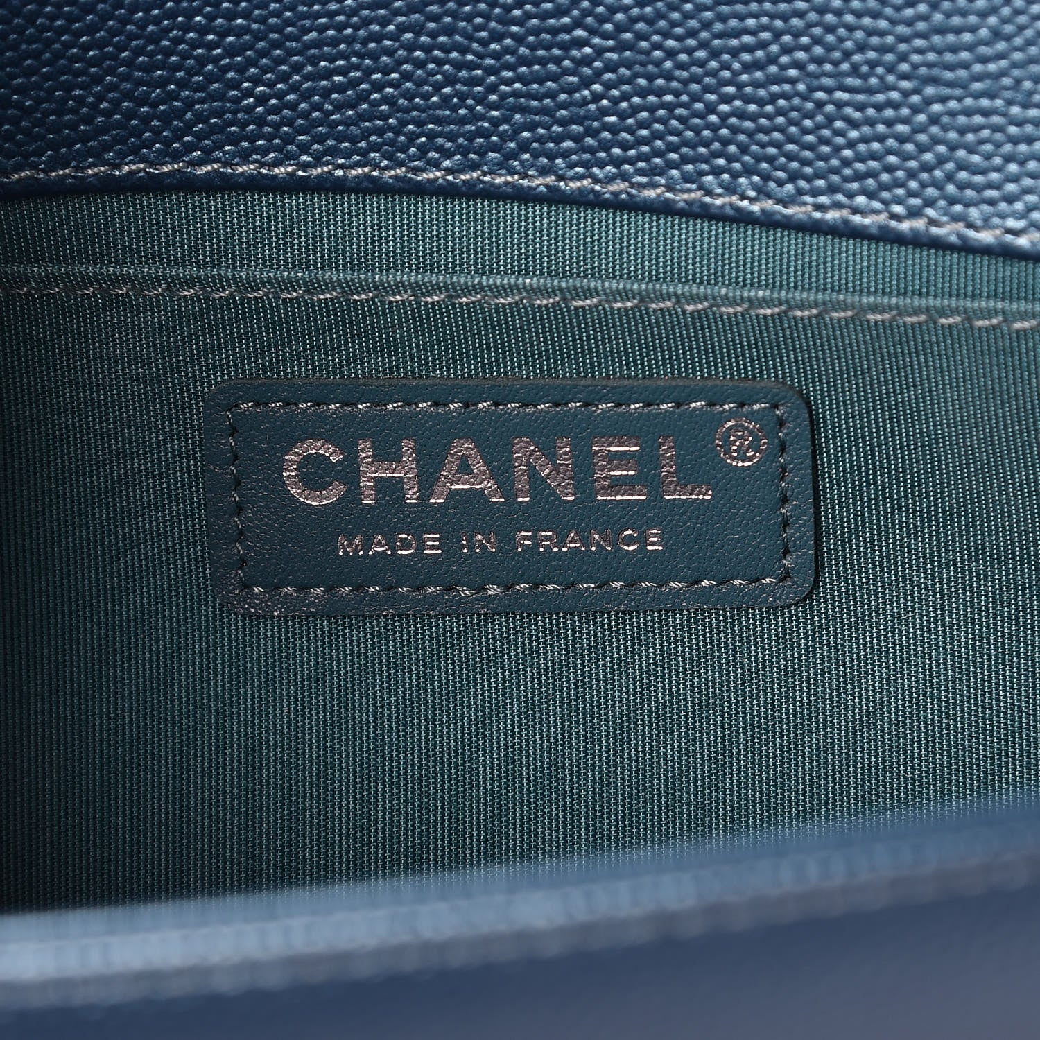 Chanel Metallic Caviar Quilted Medium Boy Flap Turquoise 9 of 12