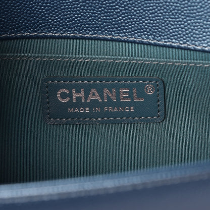 Chanel Metallic Caviar Quilted Medium Boy Flap Turquoise 9 of 12