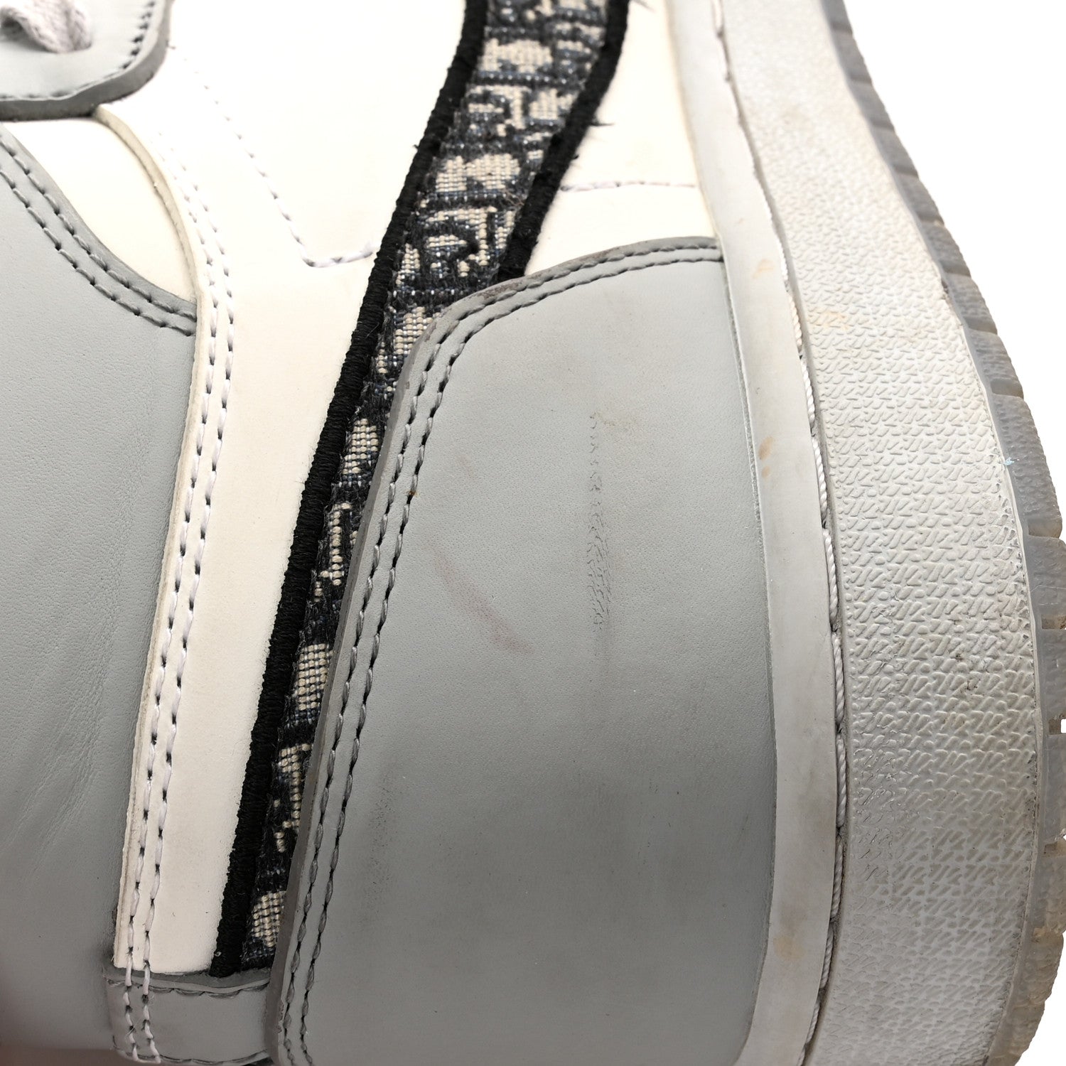 Christian Dior X NIKE AIR JORDAN Calfskin Mens Oblique High Sneakers 44 Beige White 9 of 13