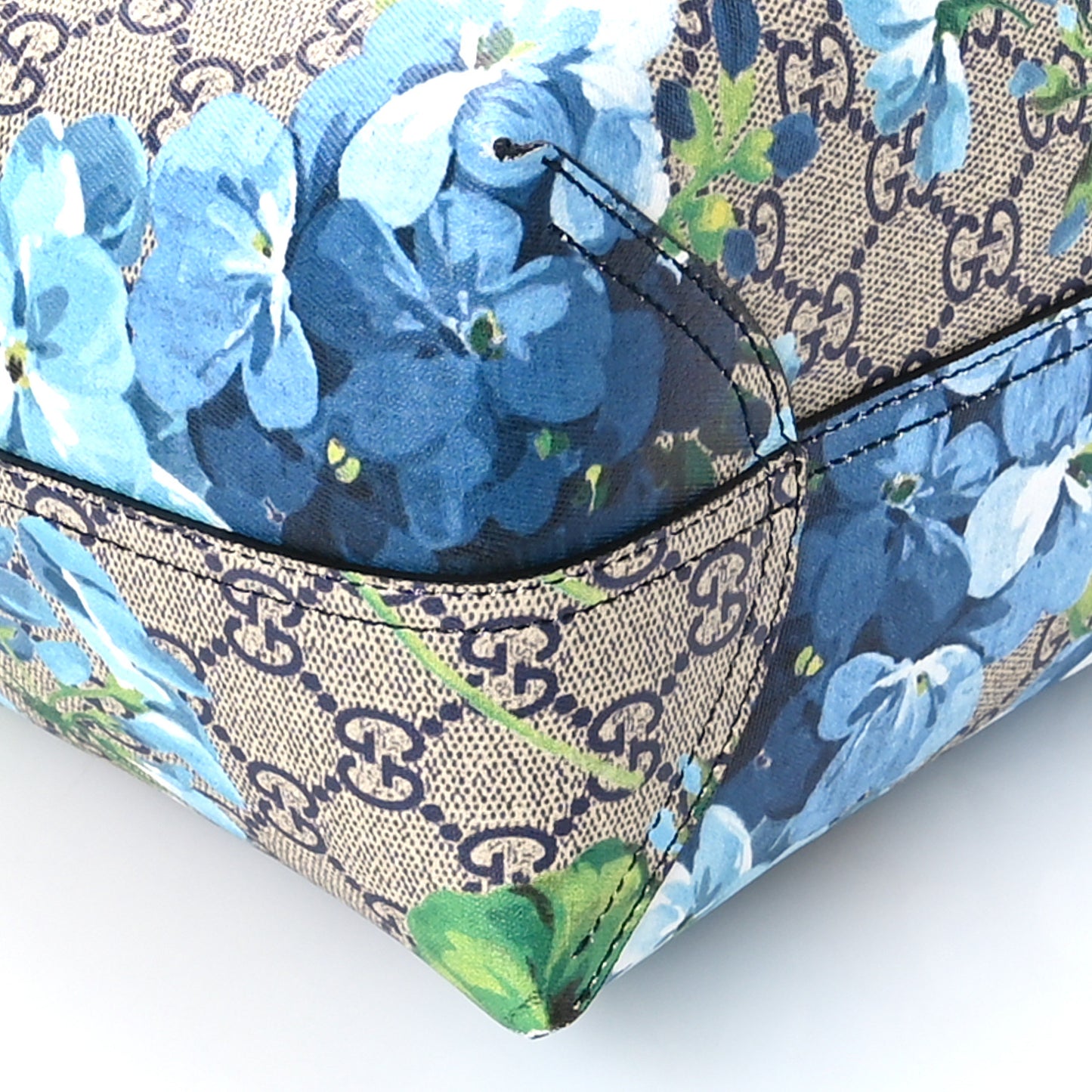 GG Supreme Monogram Blooms Medium Reversible Tote Beige Blue Navy