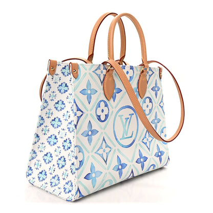 Louis Vuitton Monogram Tiles By The Pool Onthego MM Lagoon Blue 2 of 8