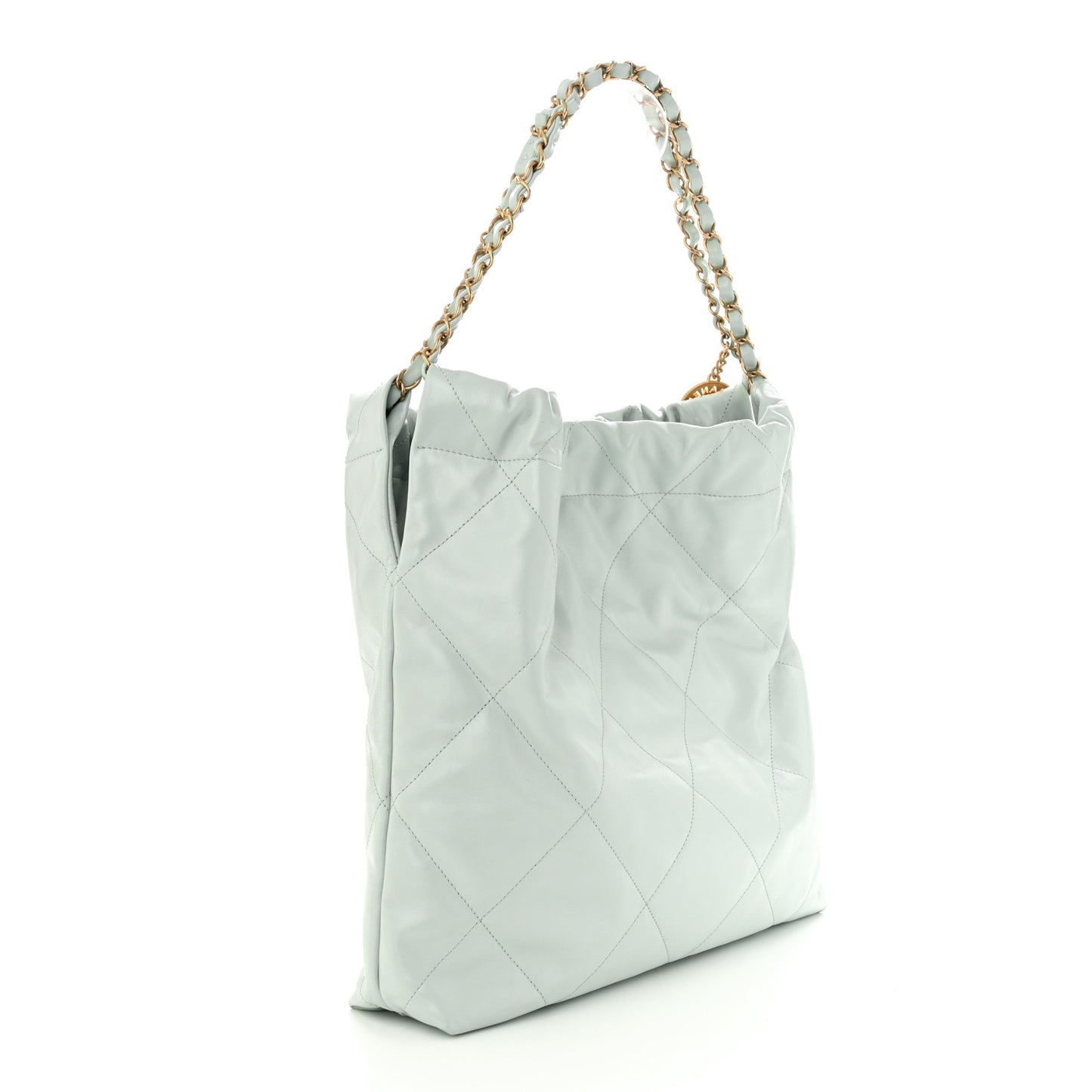 Shiny Calfskin Quilted Chanel 22 Light Blue