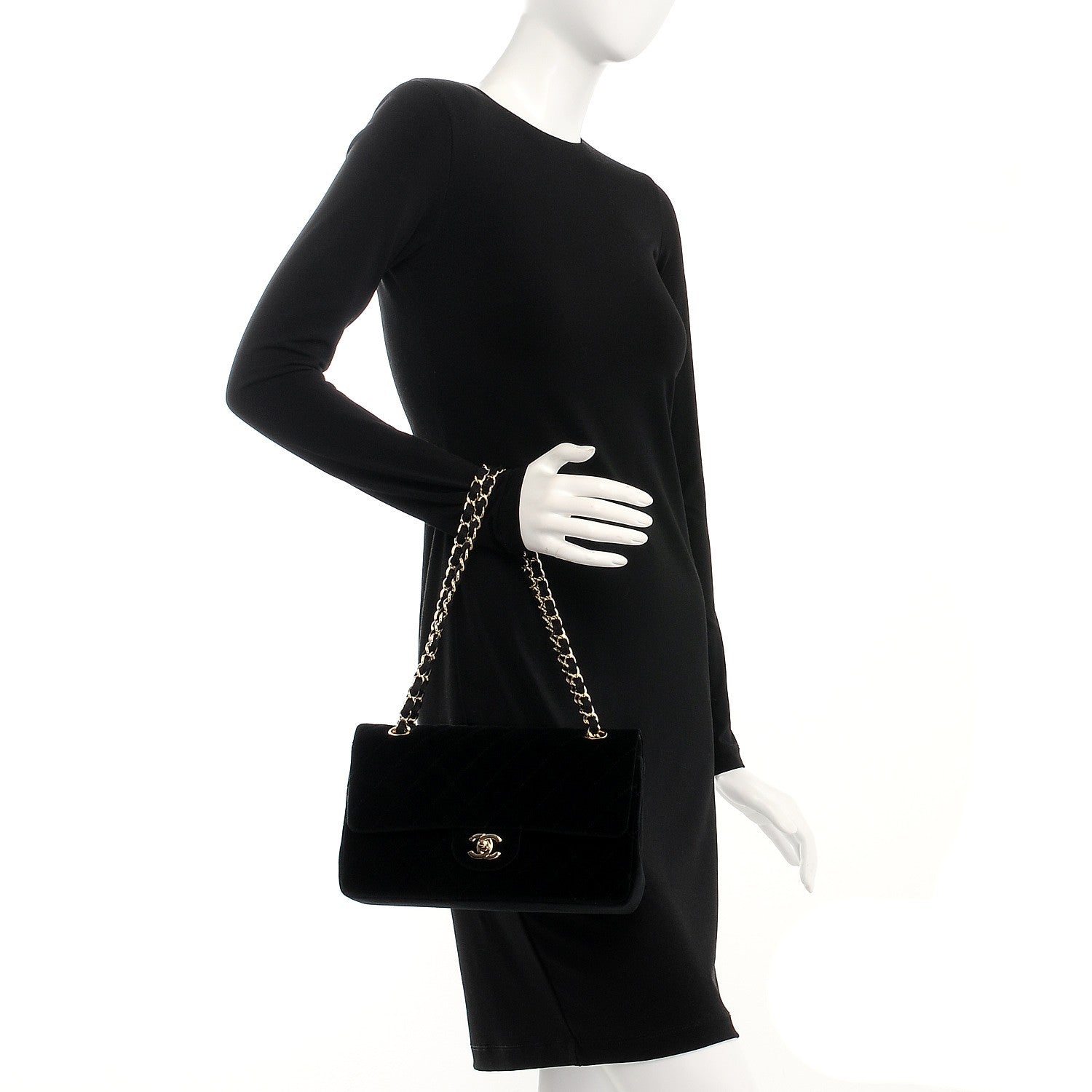 Chanel Velvet Quilted Medium Double Flap Black 3 of 9