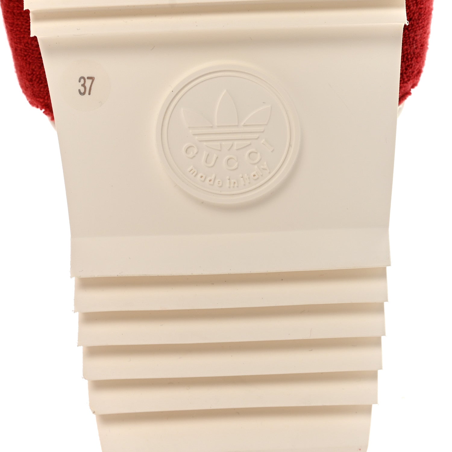 Gucci X ADIDAS Terry Cloth GG Monogram Womens Platform Sandals 37 Maple Red Off White 7 of 9