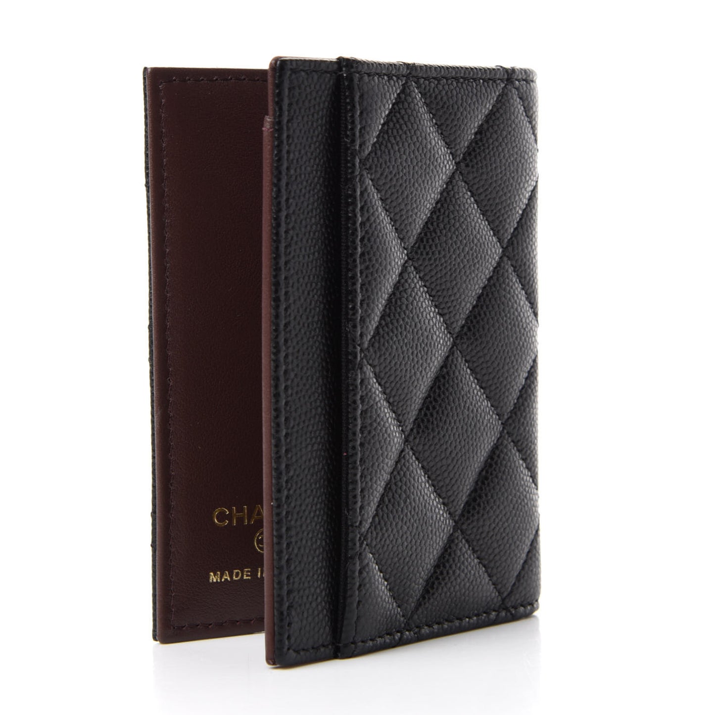 Caviar Quilted Card Holder Wallet Black