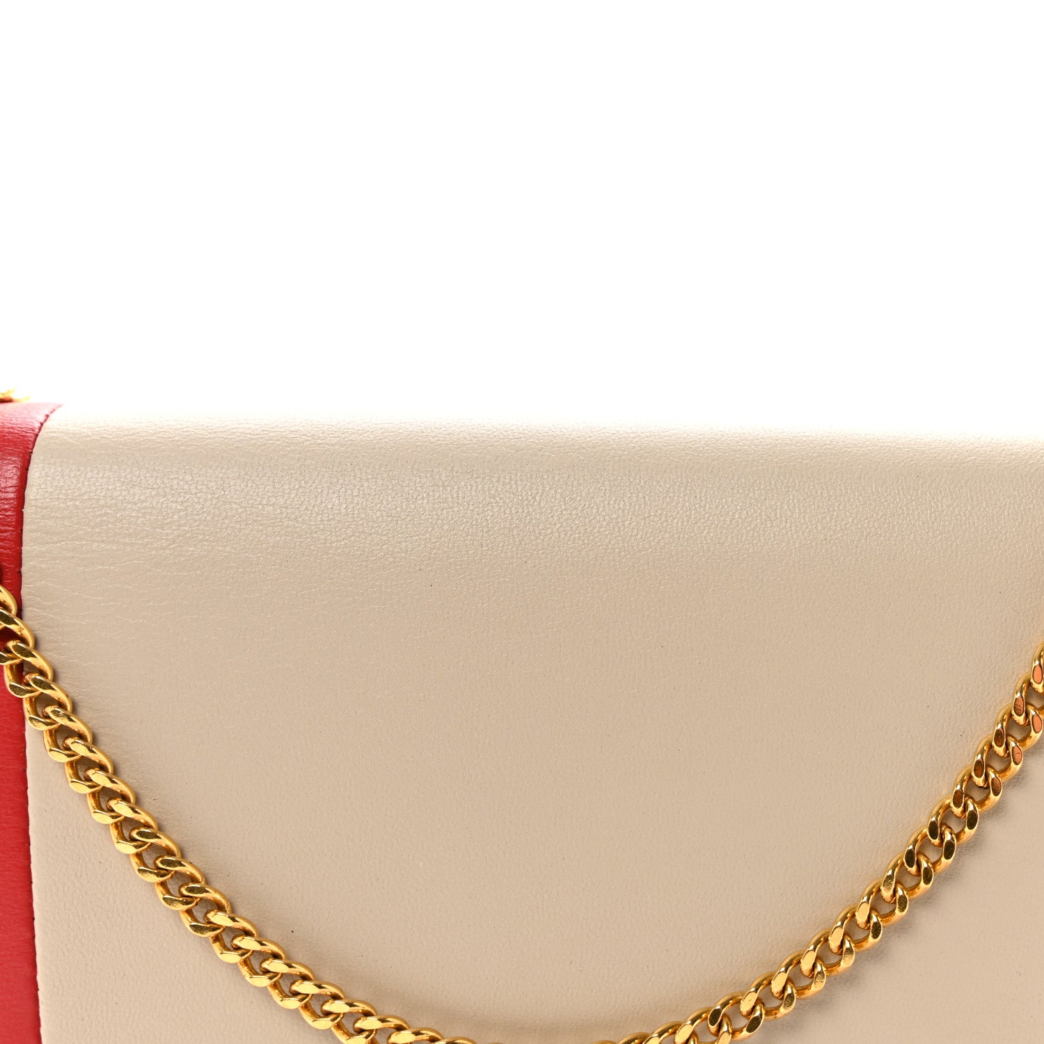 Celine Smooth Lambskin Frame Evening Chain Clutch Scarlet Chalk 8 of 10