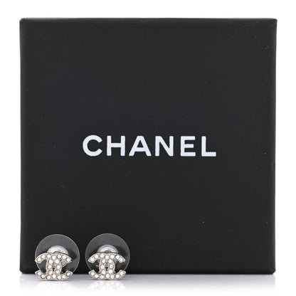 Chanel Crystal Mini Timeless CC Earrings Silver 5 of 5