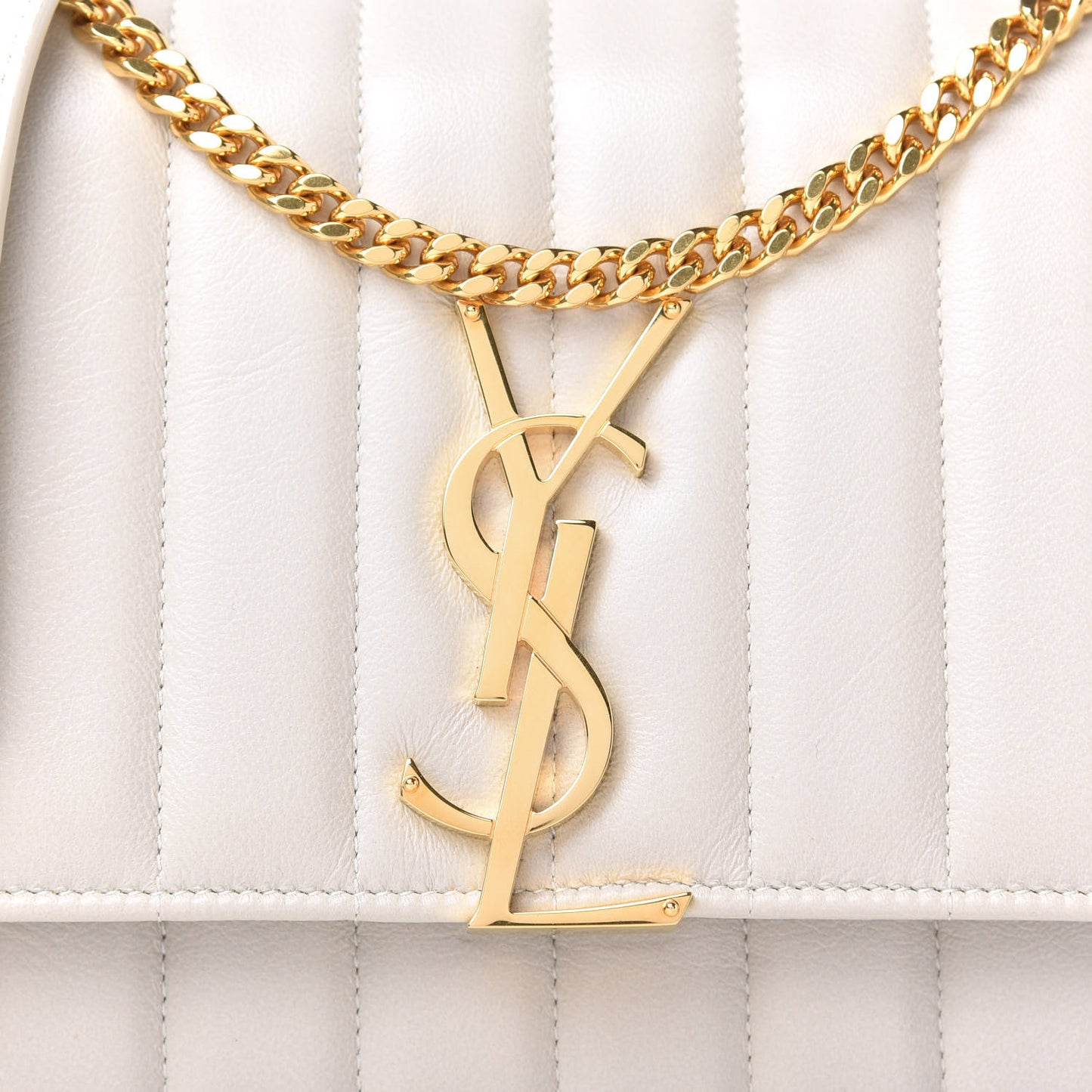 Lambskin Matelasse Monogram Large Vicky Chain Bag White