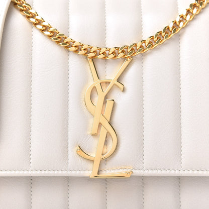 Saint Laurent Lambskin Matelasse Monogram Large Vicky Chain Bag White 9 of 10