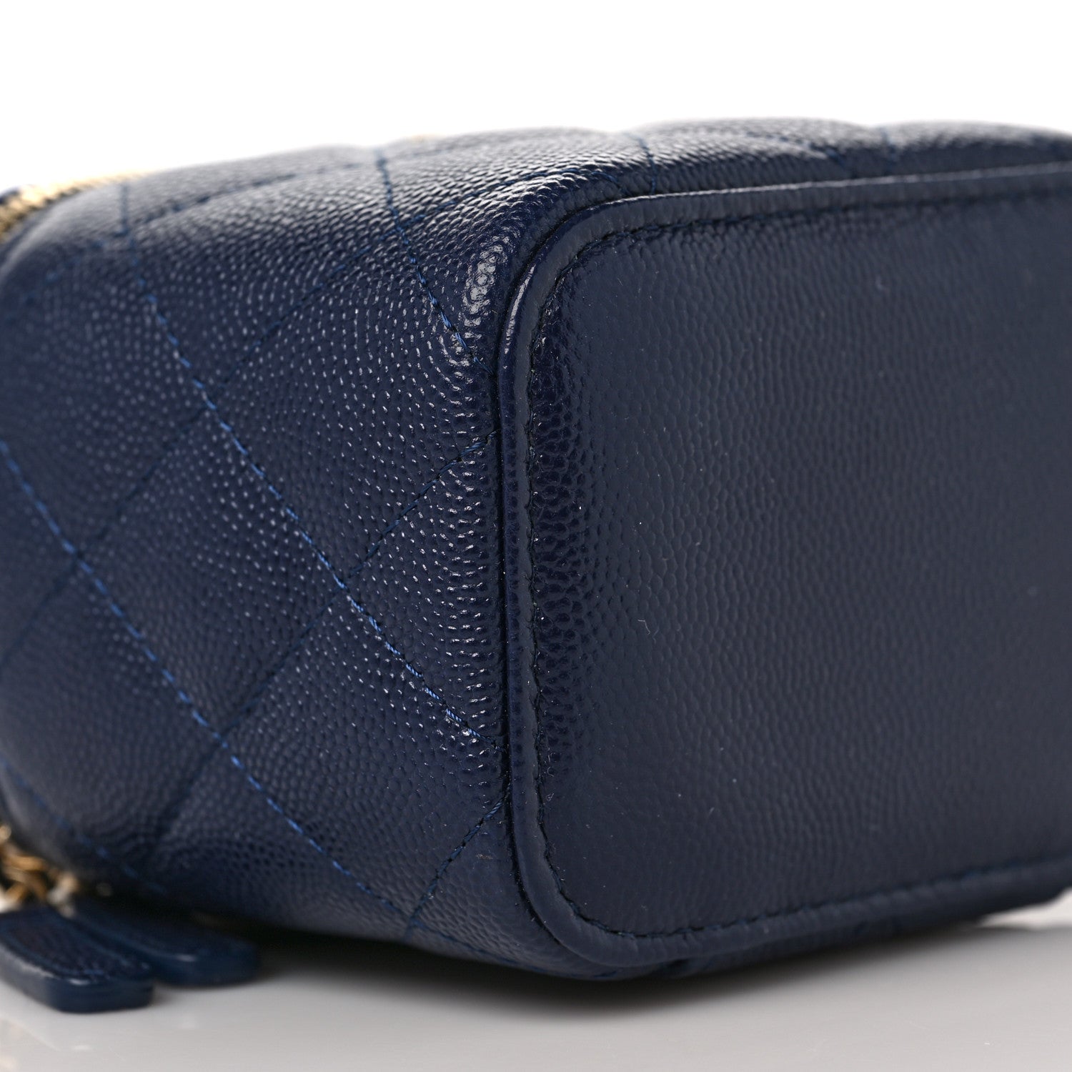 Chanel Caviar Quilted Mini Vanity Case With Chain Navy Blue 8 of 11