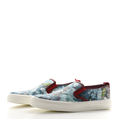 Gucci GG Supreme Monogram Blooms Womens Slip On Sneakers 37 Beige Blue Navy Red 3 of 8