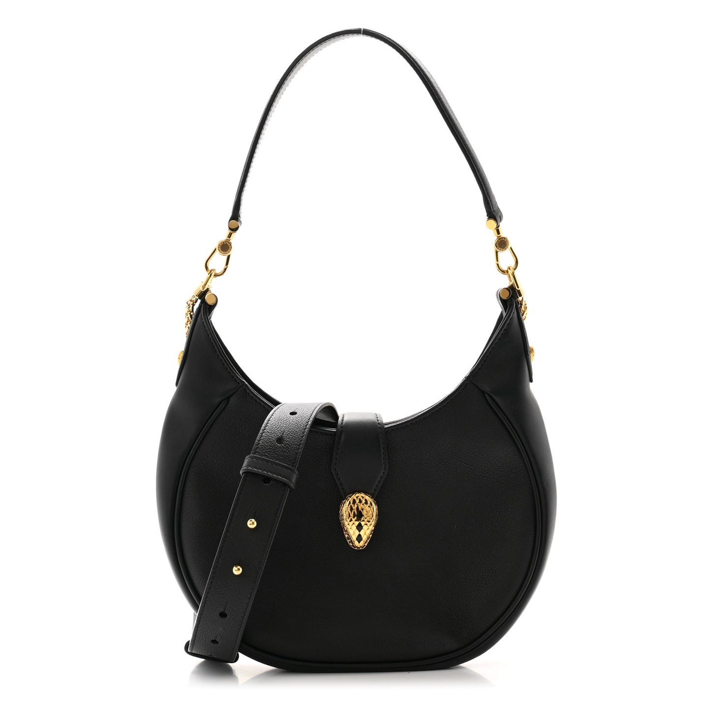 Urban Grain Smooth Calfskin Serpenti Ellipse Shoulder Bag Black