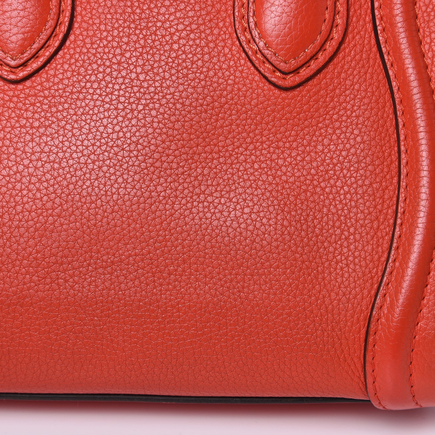 Celine Drummed Calfskin Nano Luggage Vermillion 12 of 13
