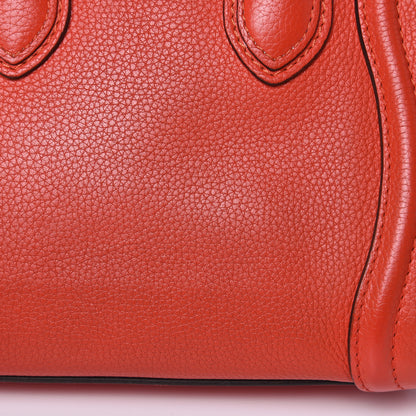 Celine Drummed Calfskin Nano Luggage Vermillion 12 of 13