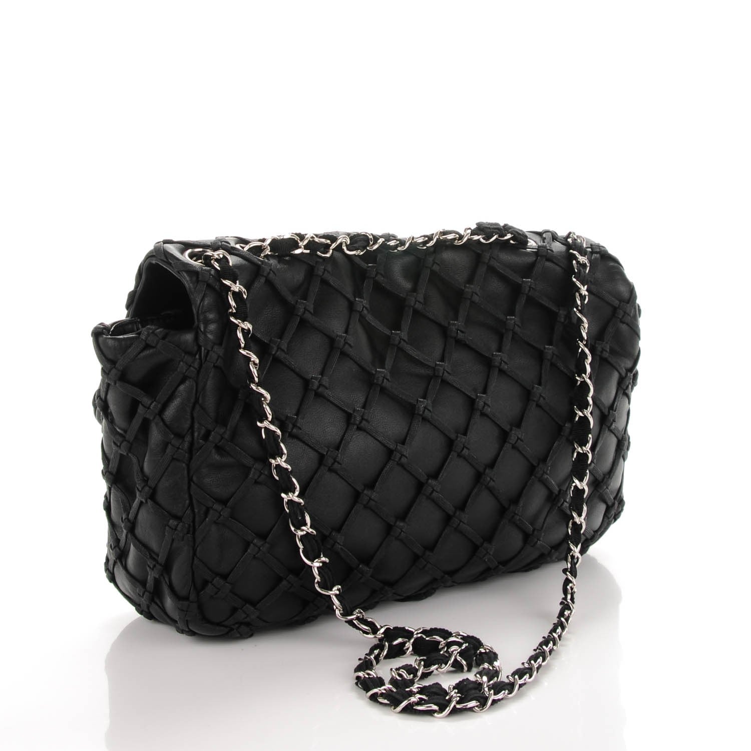Chanel Lambskin Jumbo Canebiers Net Flap Black 3 of 8