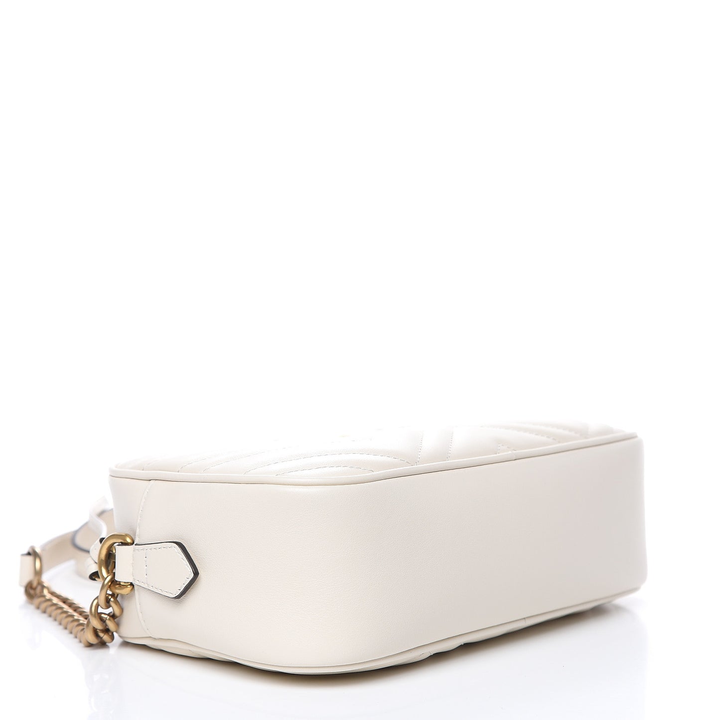 Calfskin Matelasse Small GG Marmont Chain Shoulder Bag White