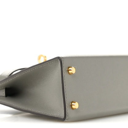 Hermes Madame Calfskin Mini Kelly Sellier 20 Gris Meyer 9 of 12