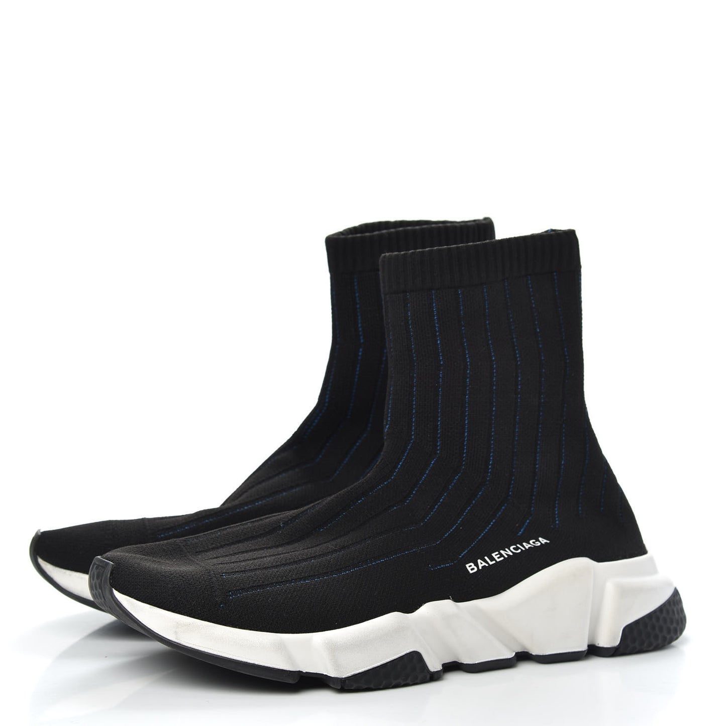 Ribbed Effect Knit Hi Speed Sneakers 41 Black Bleu