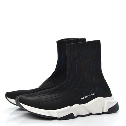 Balenciaga Ribbed Effect Knit Hi Speed Sneakers 41 Black Bleu 3 of 7