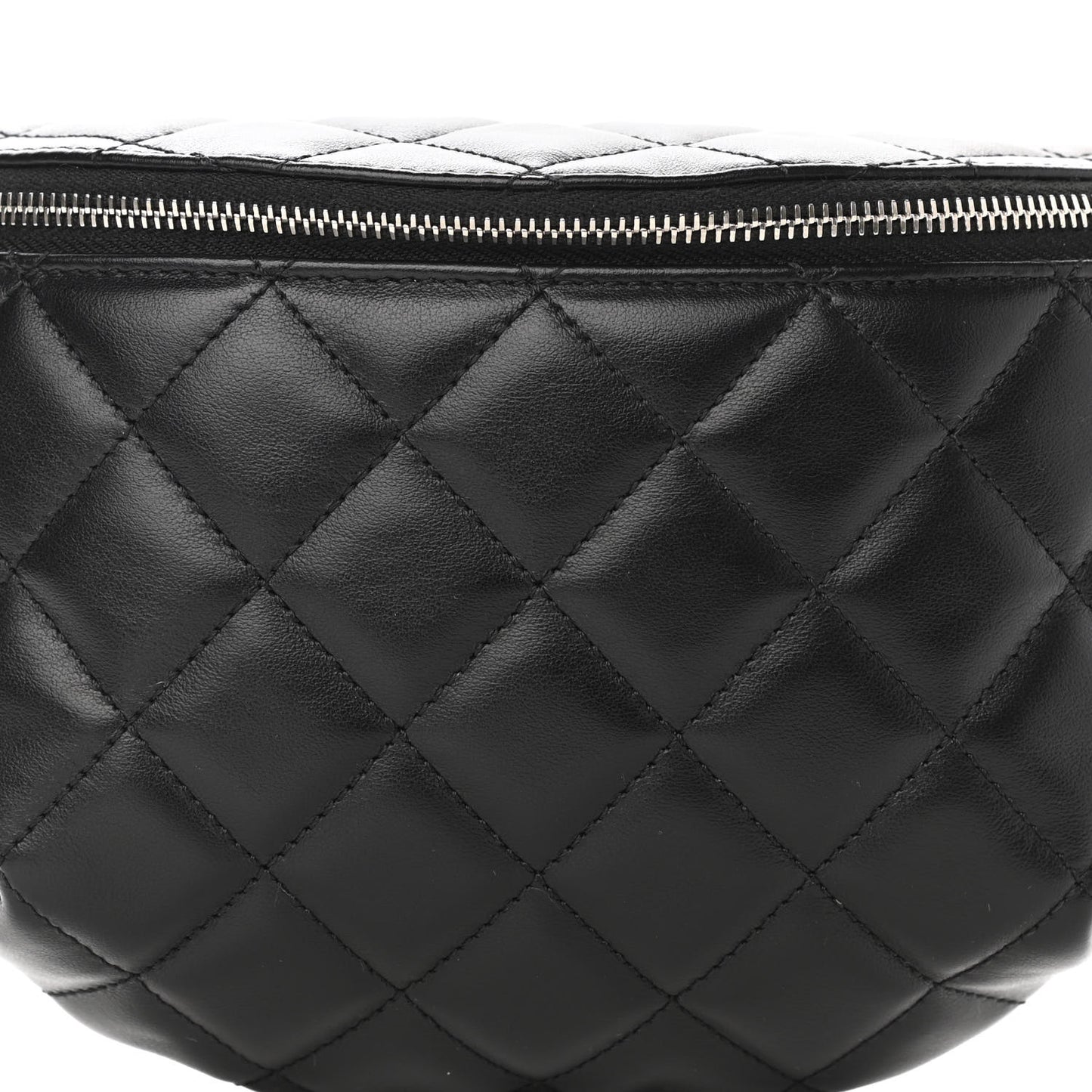 Lambskin Quilted Waist Belt Bag Black