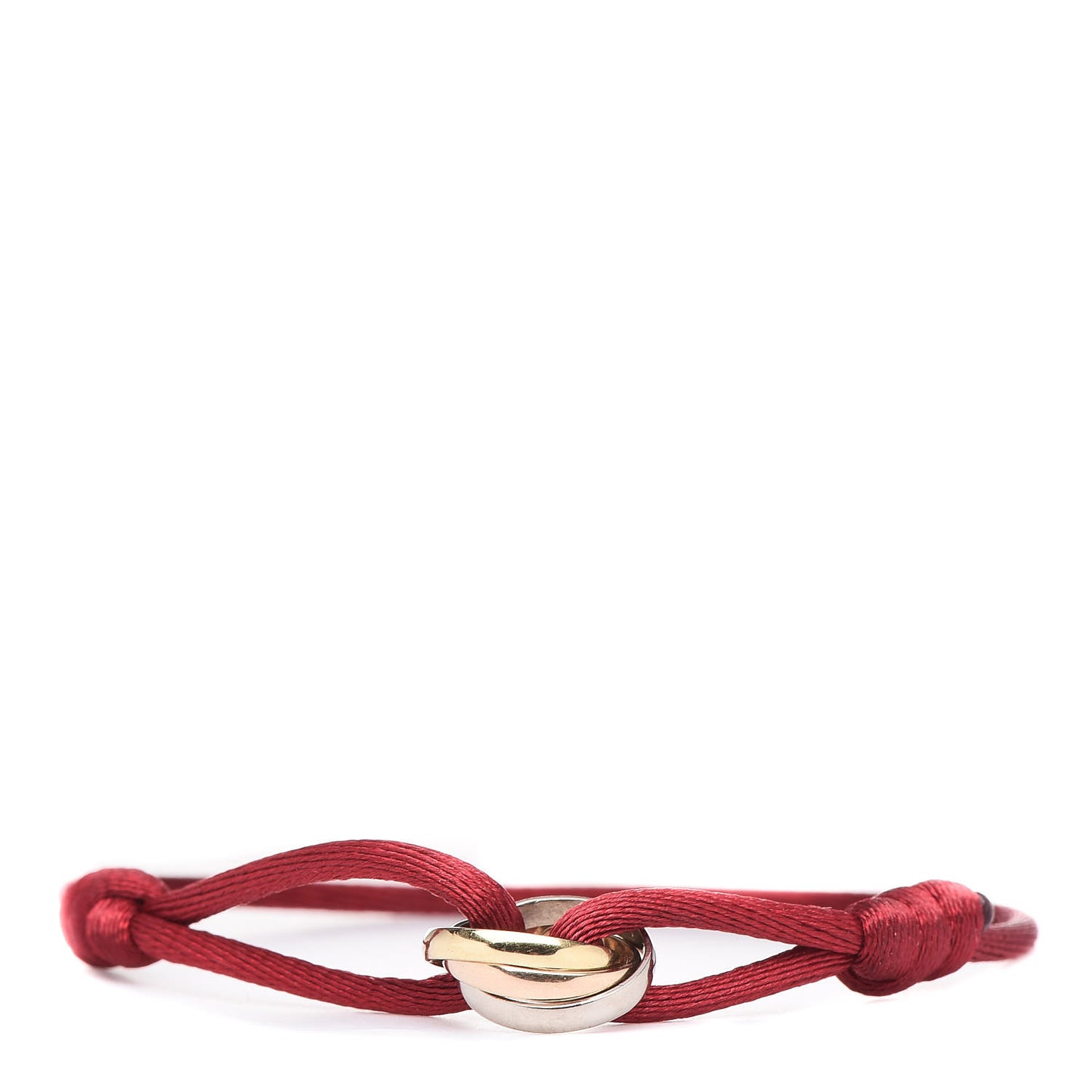18K Pink Yellow White Gold Trinity Cord Bracelet Red
