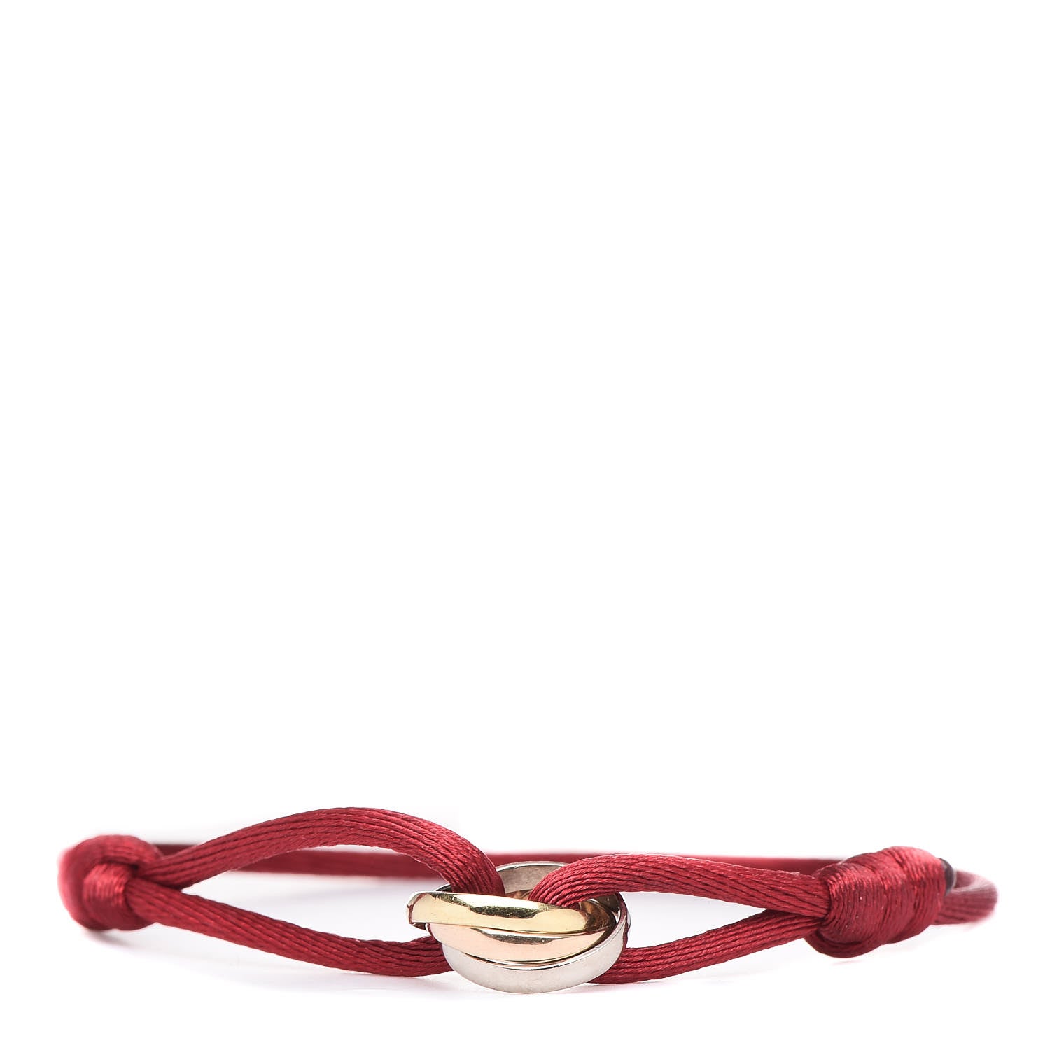 Cartier 18K Pink Yellow White Gold Trinity Cord Bracelet Red 1 of 4