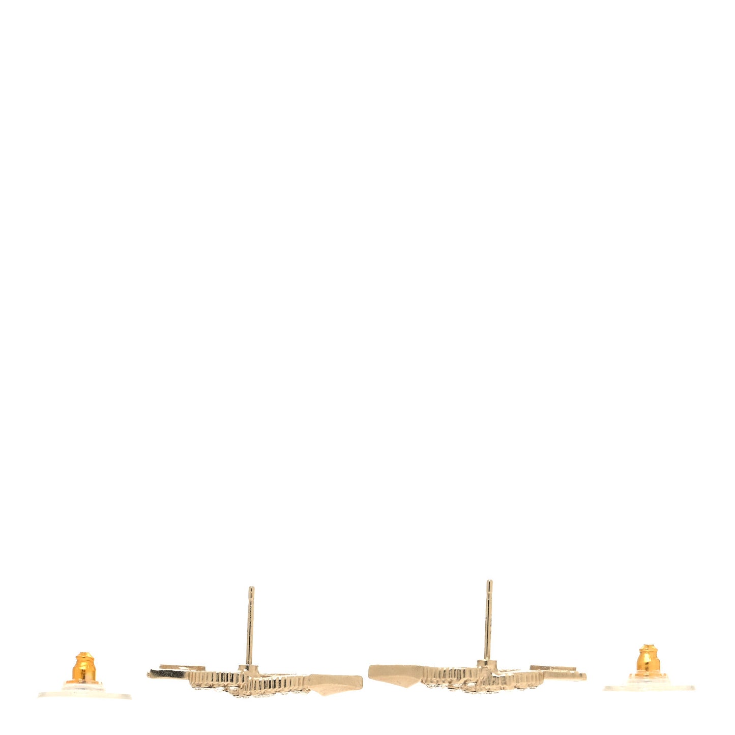 Metal Crystal CC Arrow Earrings Gold