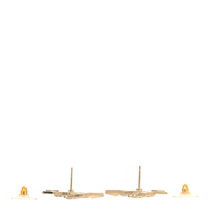 Chanel Metal Crystal CC Arrow Earrings Gold 3 of 5