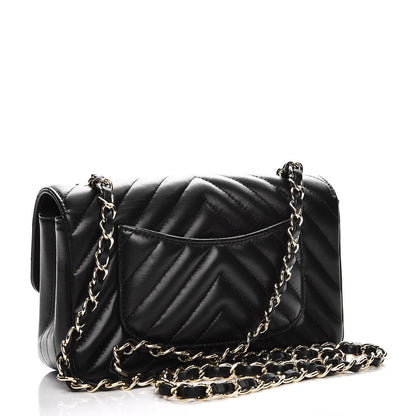Chanel Lambskin Chevron Quilted Mini Rectangular Flap Black 3 of 8