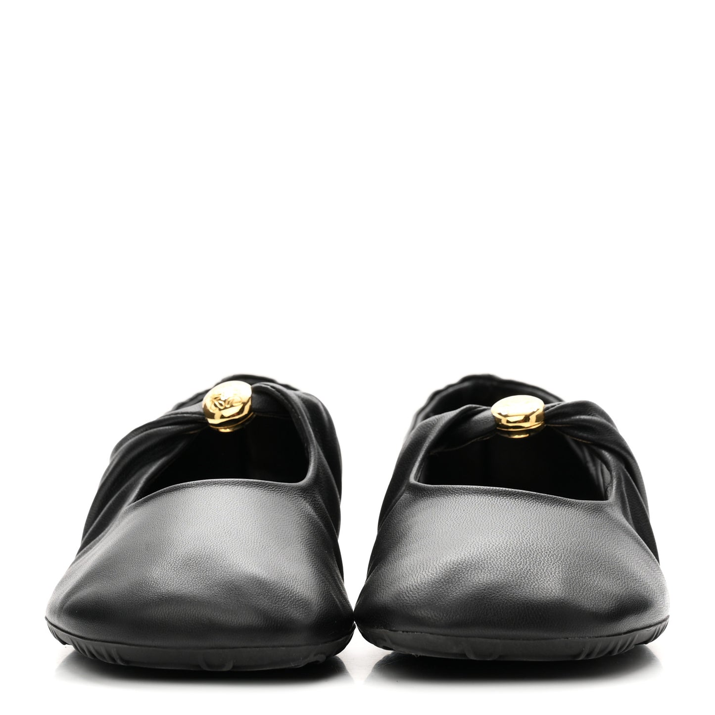 Lambskin Pebble Ballerina Flats 37 Black