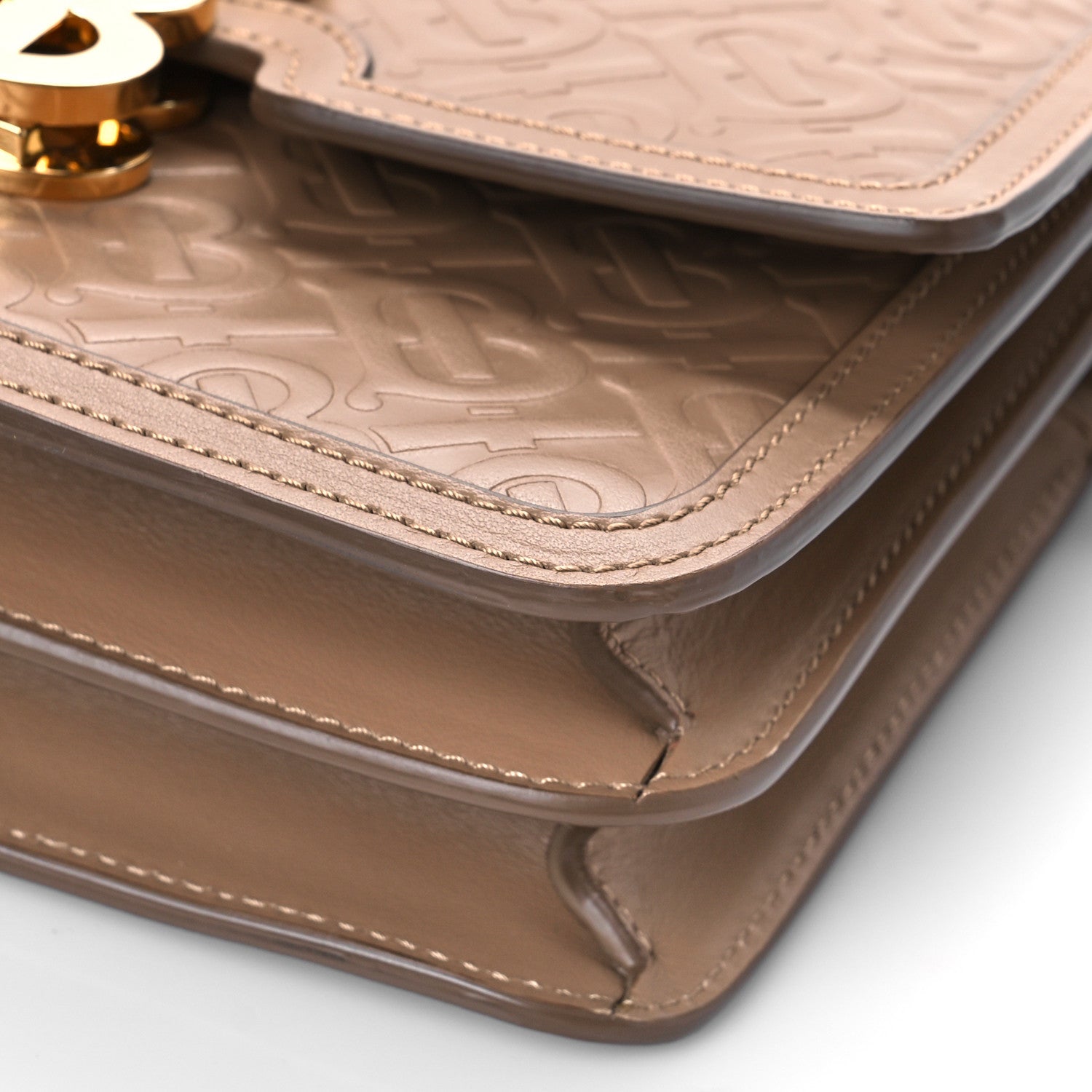 Burberry Calfskin Monogram Embossed Small TB Bag Light Camel 8 of 8