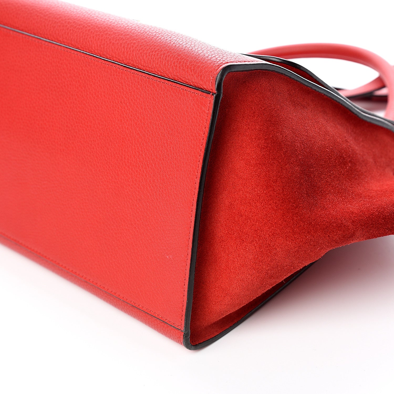 Celine Drummed Calfskin Suede Small Trapeze Coquelicot 7 of 9