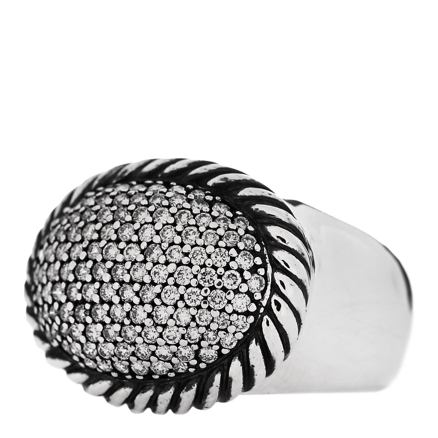 David Yurman Sterling Silver Diamond Signature Oval Ring 52 6 3 of 6