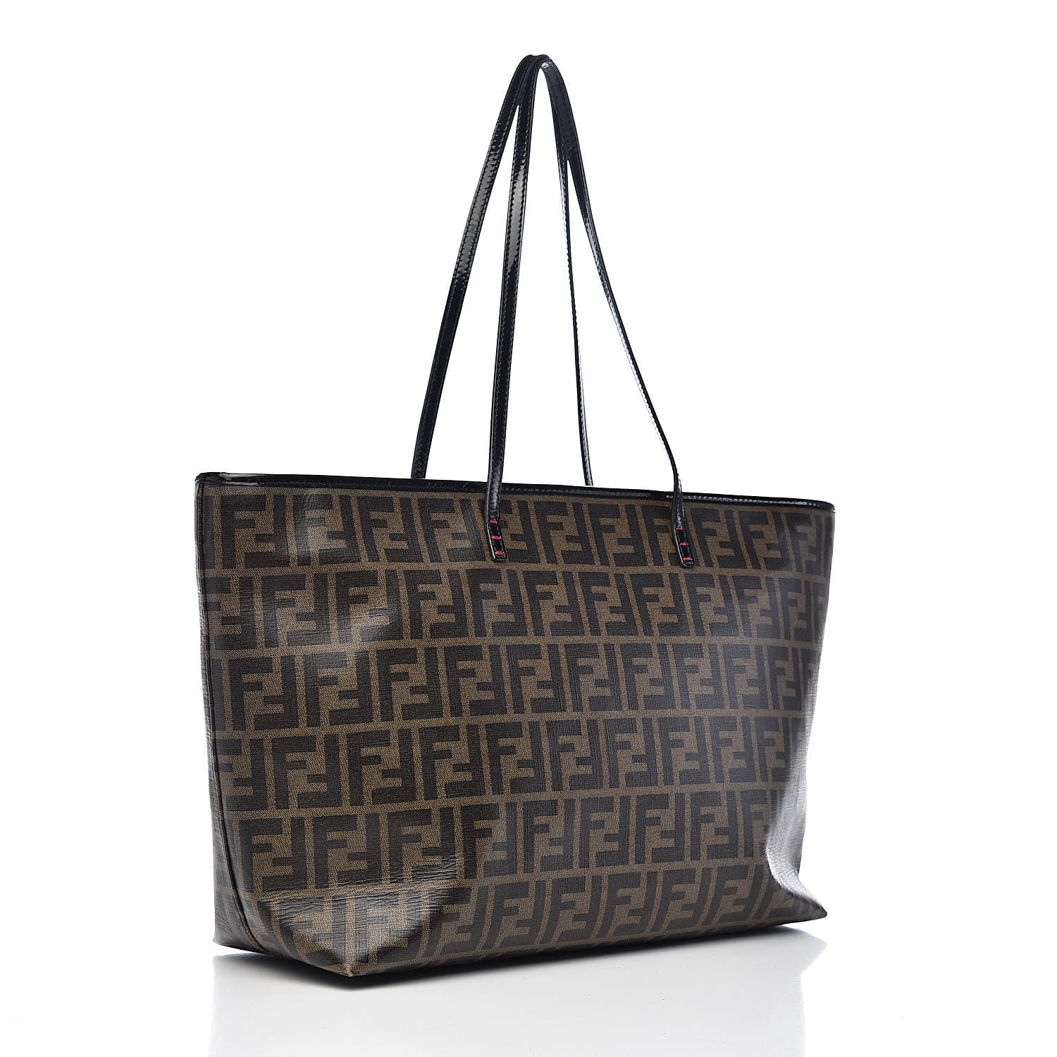 Fendi Zucca Spalmati Patent Baguette Print Medium Roll Tote Tobacco 3 of 14