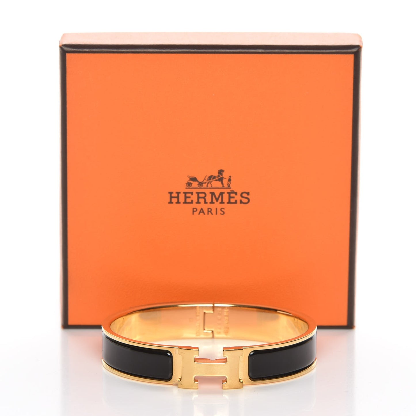 Enamel Narrow Clic Clac H Bracelet PM Black