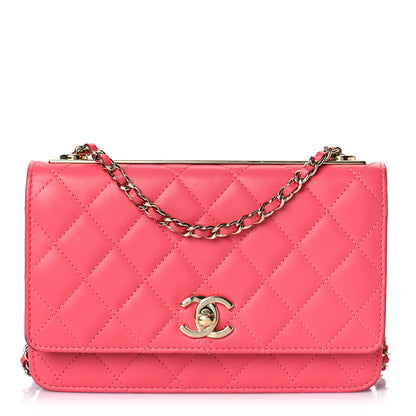 Chanel Lambskin Quilted Trendy CC Wallet On Chain WOC Pink 1 of 20