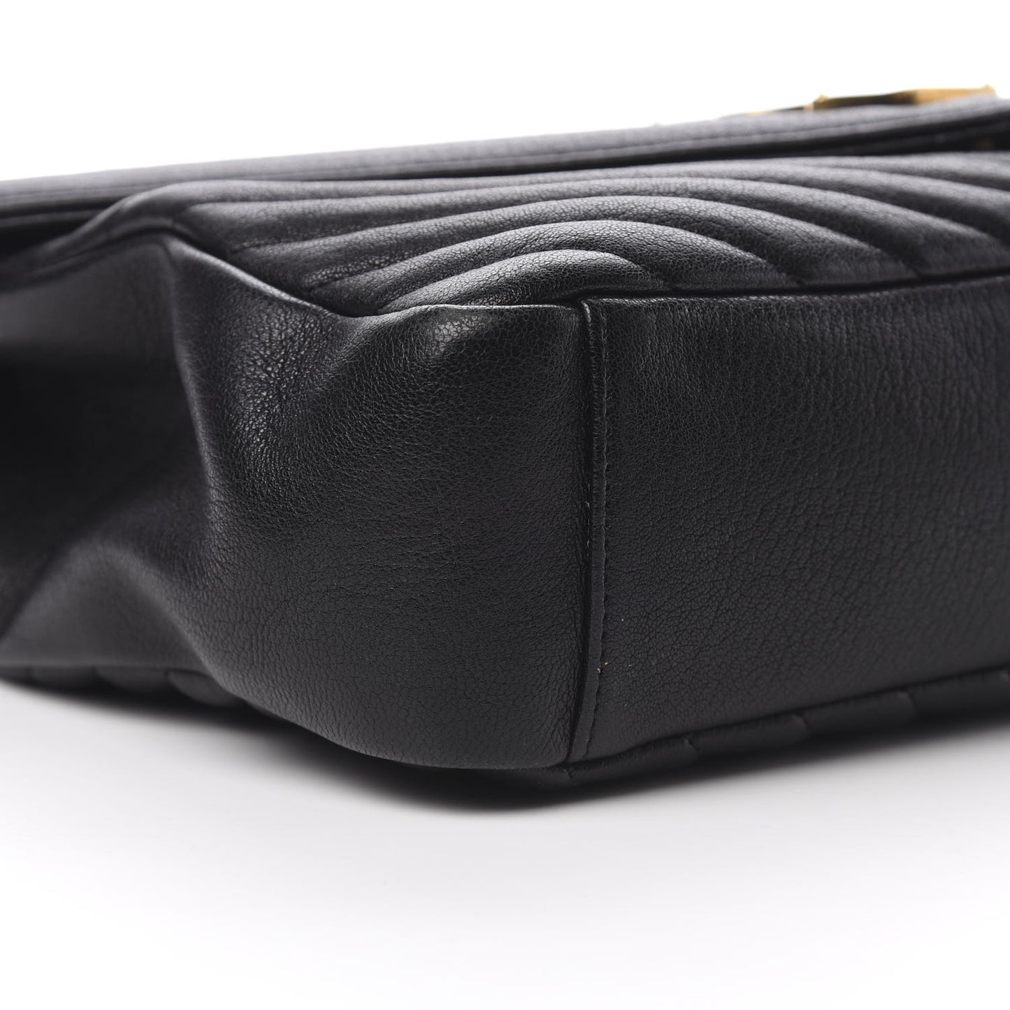 Sheepskin Matelasse Chevron Monogram Large College Satchel Black