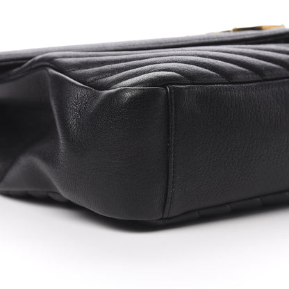 Saint Laurent Sheepskin Matelasse Chevron Monogram Large College Satchel Black 10 of 12
