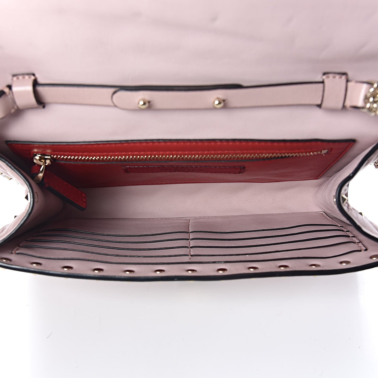 Nappa Rockstud Spike Wallet on Chain Water Rose
