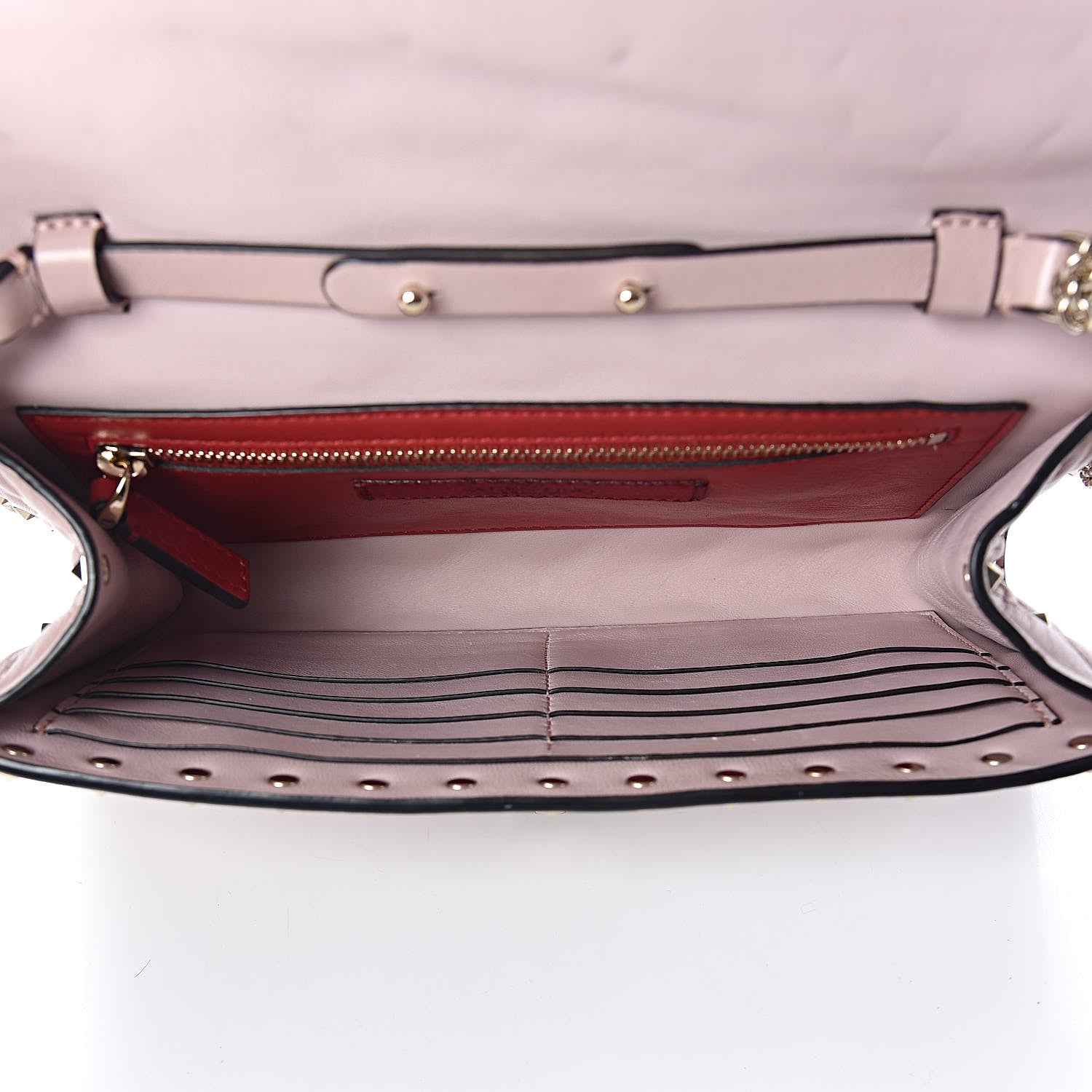 Valentino Garavani Nappa Rockstud Spike Wallet on Chain Water Rose 5 of 10