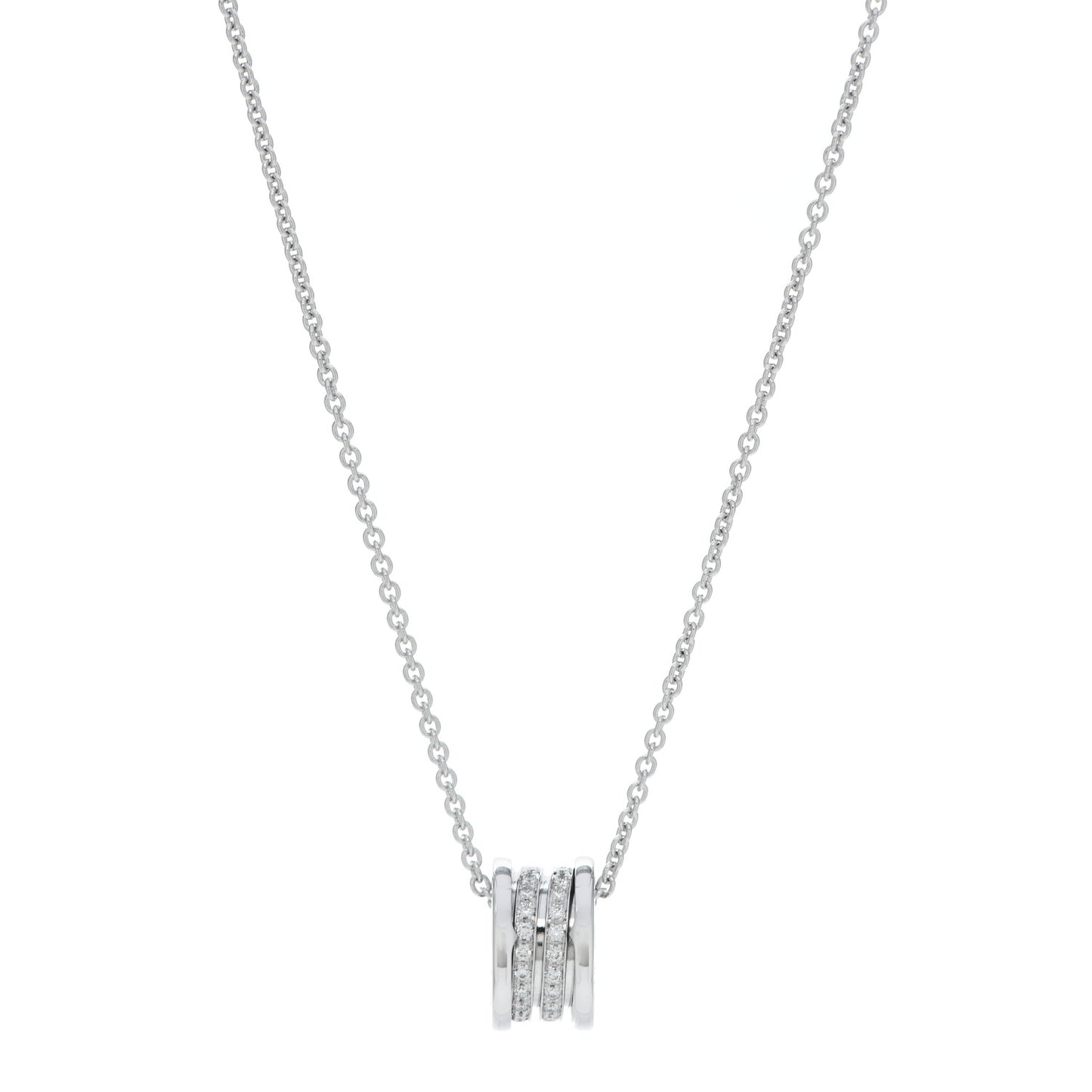 18K White Gold Diamond B.Zero1 Pave Pendant Necklace